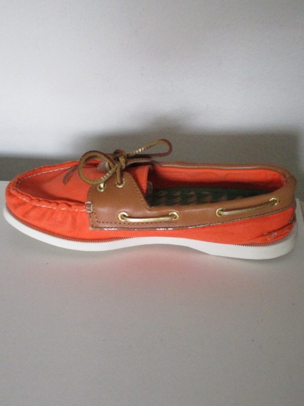 Milly for Sperry Top-Sider Womens Orange Canvas Moccasin Boat Shoe NWOB - 7.5M - Picture 4 of 8